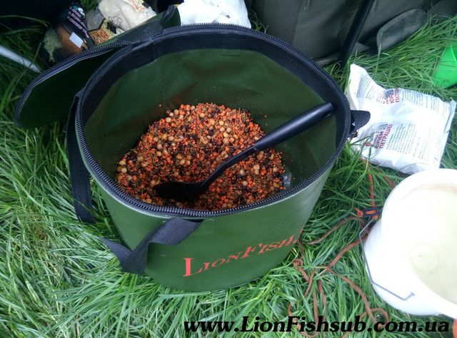 Складное Рыболовное Ведро LionFish.sub на 8л. для Рыбалки, Прикормки, Охоты, Трофейной Рыбы из ПВХ Skladnyye Vodra LionFish.sub dlya rybalki, prikormki, okhoty. Udobnaya Germo sumka dlya trofeyev