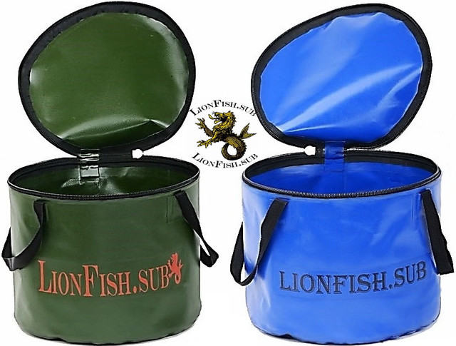 Ведро LionFish.sub для Замешивания Рыболовного корма, Сумка для Трофейных Рыб на 8л, Крышка и Две Ручки ПВХ