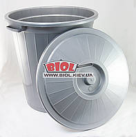 Бак 45 л пластиковий універсальний з кришкою (колір — сірий) Горизонт GR-02042-1 