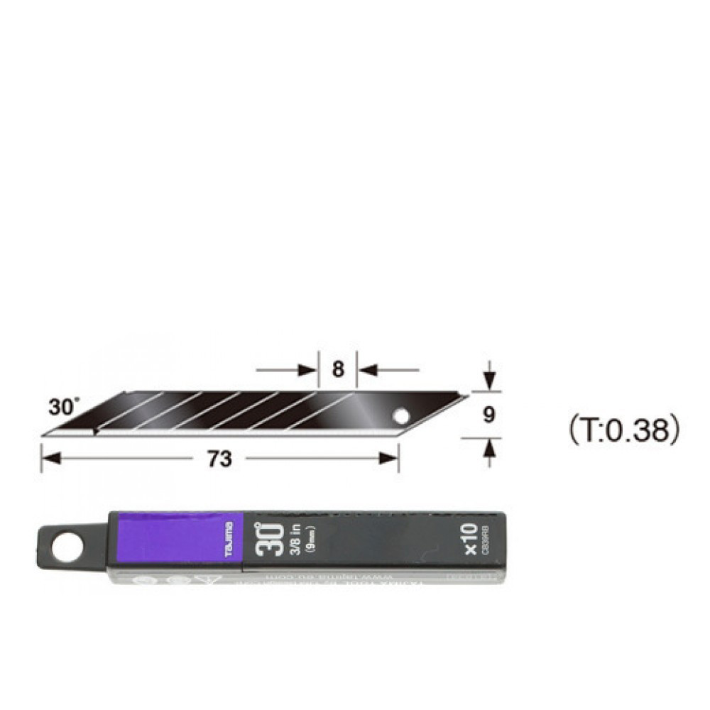 Лезвия сегментные Premium 9мм TAJIMA Acute Angle Razar Black Blades CB39RB угол наклона 30°,10 шт (CB39RBH/K1) - фото 3 - id-p1008992663