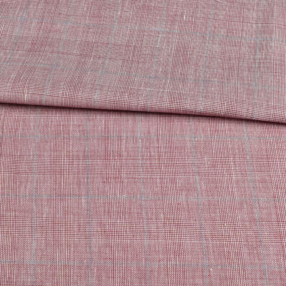 Вовна костюмна в клітку бордово-білу, ш.155