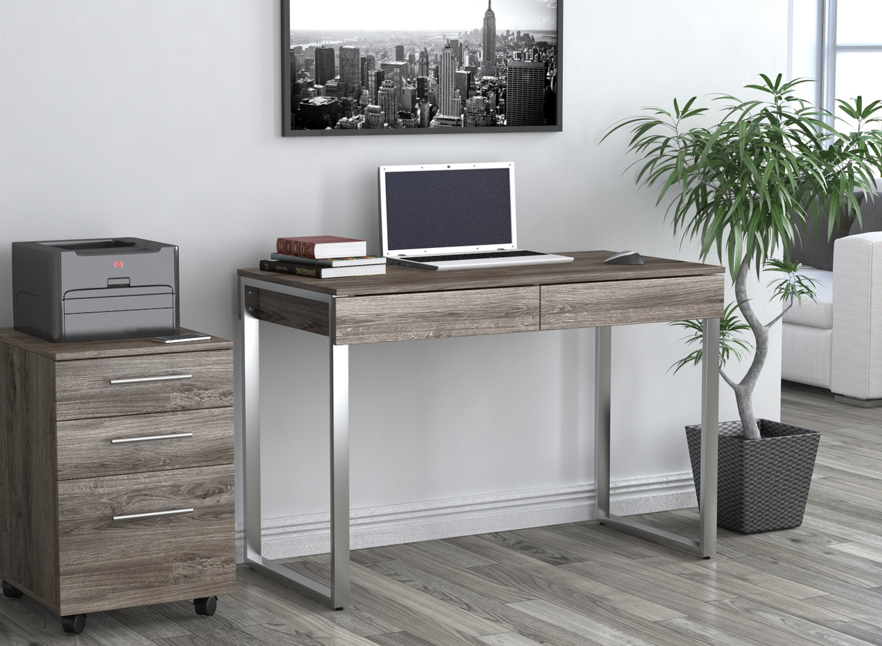 L-11 сріблястий письмовий стіл 110*55 TM Loft design