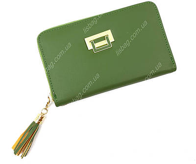 Клатч жіночий гаманець на блискавці зелений Forever Young