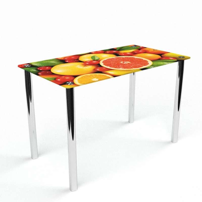 Стіл обідній скляний Прямокутний стільниця скло фотодрук Fruit 910х610*Еко мм (БЦ-Стіл ТМ)