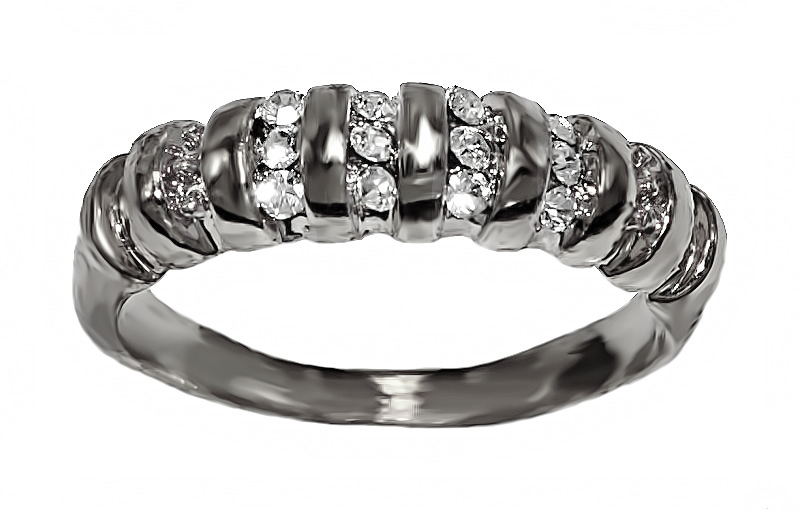 Каблучка Neoglory. Родій. Камені: білий циркон. Є: 16р 17р