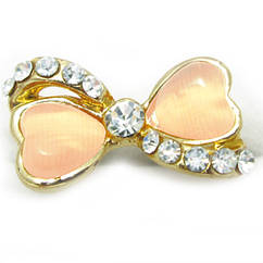 Жіноча Каблучка на Палець Бант 1 під Золото 18К з Карамельними Вставками Котяче Око і Стразами, Безрозмірне