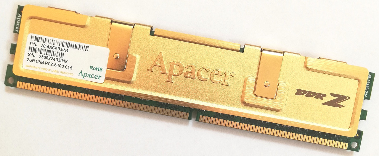 Игровая оперативная память Apacer DDR2 2Gb 800MHz PC2 6400U CL5 2R8 (78.AAGA0.9K4) Б/У