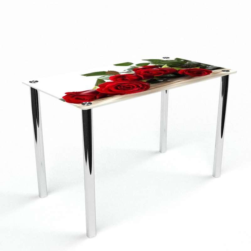 Стіл обідній Прямокутний стільниця скло фотодрук Red Roses 910х610*Еко мм (БЦ-Стіл ТМ)