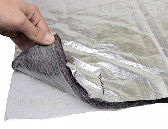 Шумоізоляція фольгована для авто повстяна VOF-12K, вологостійка, самоклейка, 78×50 см, товщина 12мм