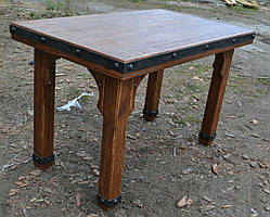Дерев'яний стіл під старовину з кованими елементами
