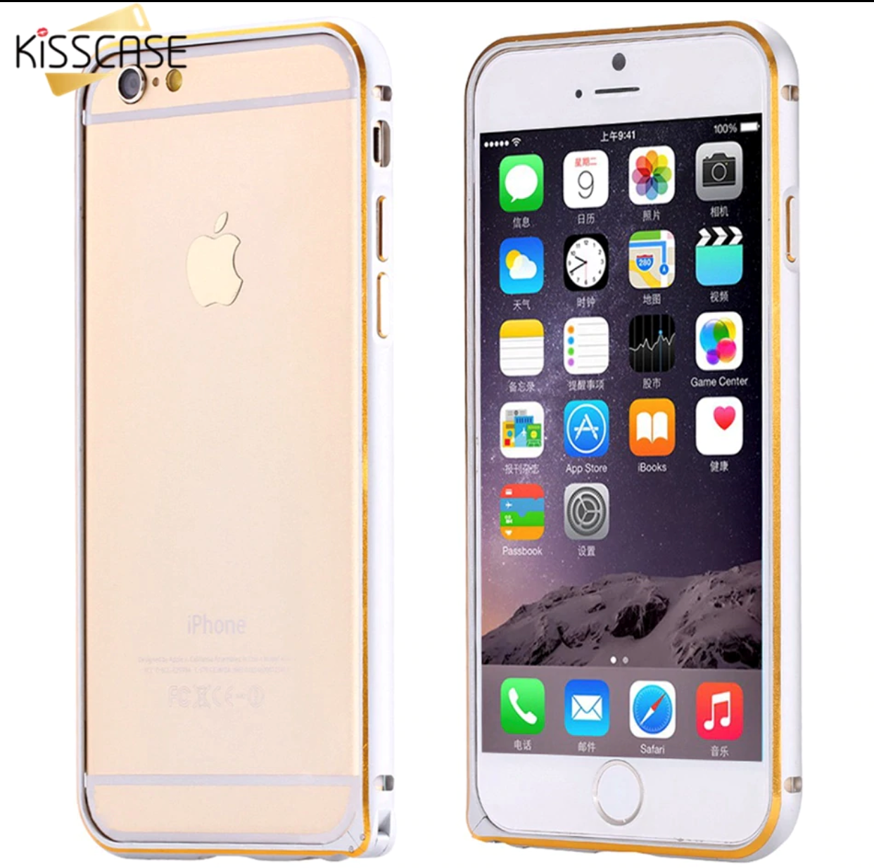 Бампер ультратонкий для Iphone 6, 6S алюмінієвий протиударний сріблястий, фото 1