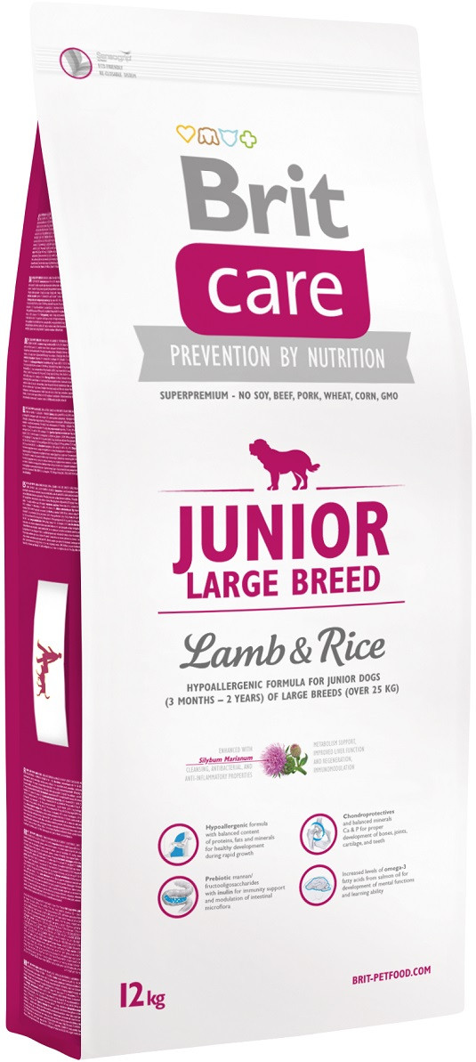 Brit Care Junior Large Breed сухий корм для цуценят великих порід, з ягням 12 кг