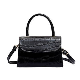 Чорна маленька жіноча сумочка з зміїним принтом