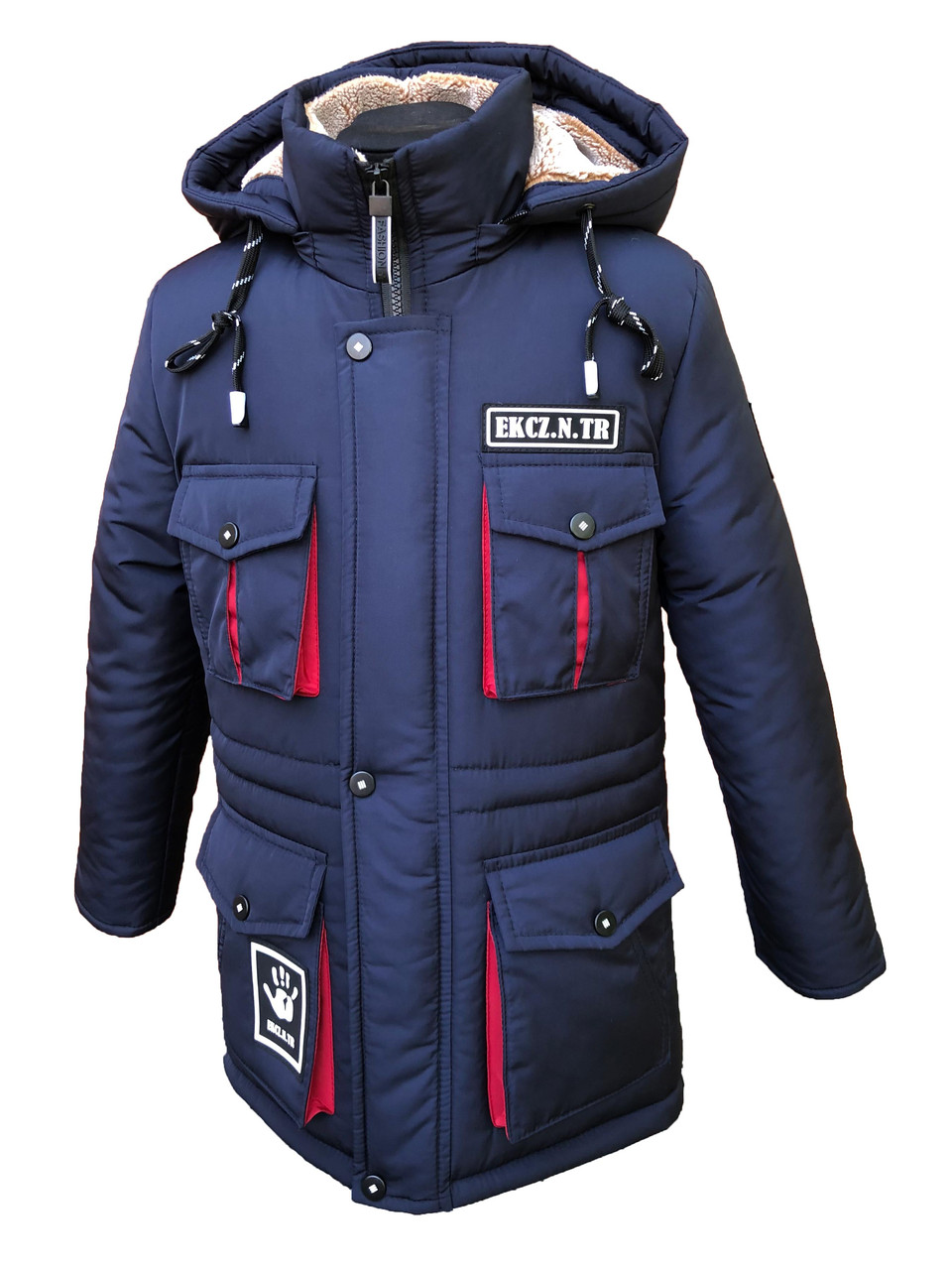 Зимняя удлиненная куртка-парка на мальчика подростка на овчине 134, 140 ...