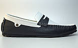 Стильні літні чоловічі мокасини великого розміру шкіра в перфорацію Rosso Avangard ETHEREAL Blu&White BS, фото 4