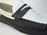 Стильні літні чоловічі мокасини великого розміру шкіра в перфорацію Rosso Avangard ETHEREAL Blu&White BS, фото 5