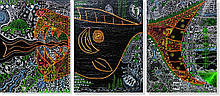 Репродукція модульної картини триптих «Морське життя» 60 х 135 см