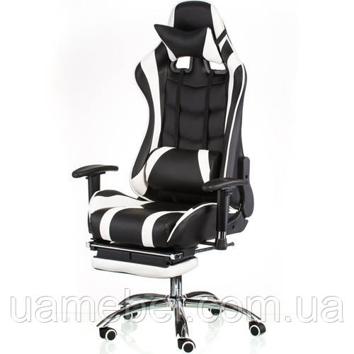 Крісло ігрове ExtremeRace black/white with footrest E4732