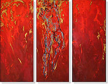 Репродукція модульної картини триптих «Червоне на червоному»