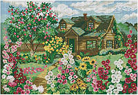 Набор для вышивки крестом Дом в летнем саду. Размер: 36*25 см