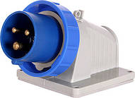 Силова вилка 2P+PE 16А 250В стаціонарна IP67 синя [3624-230] E.NEXT