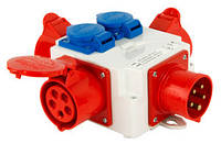 Монтажний набір розгалужувач вилка 16A 400В 3P+N+PЕ розетки 3x16A 400В 3P+N+PЕ, 2x16А 250В 2P+PE [402-016] E.NEXT