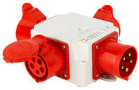 Монтажний набір розгалужувач вилка 32A 400В 3P+N+PЕ розетки 1x32A 400В 3P+N+PЕ, 2x16А 250В 2P+PE [403-016] E.NEXT