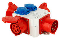 Монтажний набір розгалужувач вилка 32A 400В 3P+N+Е розетки 1x32A 400В 3P+N+Е, 2x16А 400В 3P+N+E, 2x16А 250В 2P+E [404-016] E.NEXT