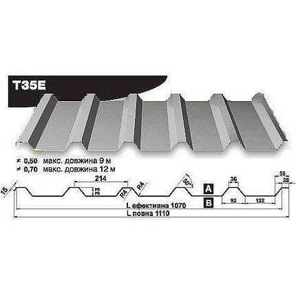 Профнастил Blachy Pruszynski покрівельний T - 35 Е - 0,7 мм Алюмоцинк, фото 1