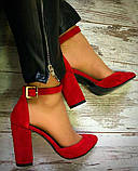 Mante! Красиві жіночі шкіряні босоніжки туфлі підбор 10 см весна літо червоні шкіряні туфельки, фото 3