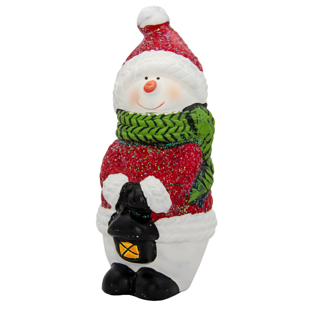 Декоративна фігурка - Сніговик, 5,5x5,5x12,7 см, червоний з білим, кераміка (022755)