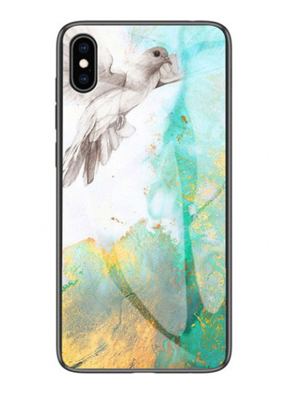 Чохол-накладка NZY для iPhone X/ XS (5.8") TPU+Glass Luxury Marble Голуб (972416)