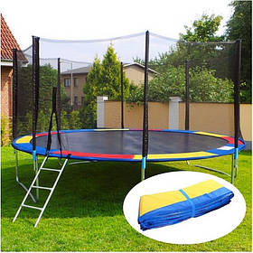 Батут з сіткою і драбинкою 404см Кольоровий (діти + дорослі) до 150кг