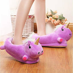 Хатні капці єдинороги фіолетові з лапками для кігурумі (р. 38-41) krd0107