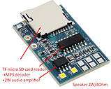TF MP3 декодер з підсилювачем 1*2Вт DC :Li-ion 3.7v, USB 5V Arduino compartible, фото 2