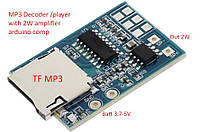 TF MP3 декодер з підсилювачем 1*2Вт  DC :Li-ion 3.7V, USB 5V Arduino compartible