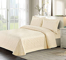 Покривало стьобане ТМ Bliss кремове з наволочками (Знижка)