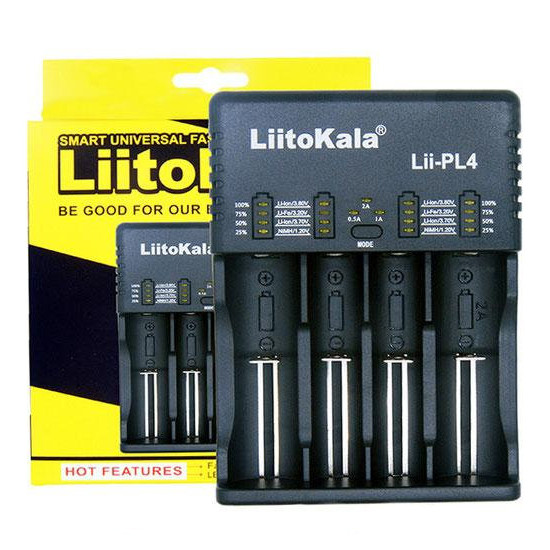 Зарядний пристрій для акумуляторів Liitokala PL4 з дисплеєм (Ni-Mh, Li-ion, LiFePO4, Ni-Cd)