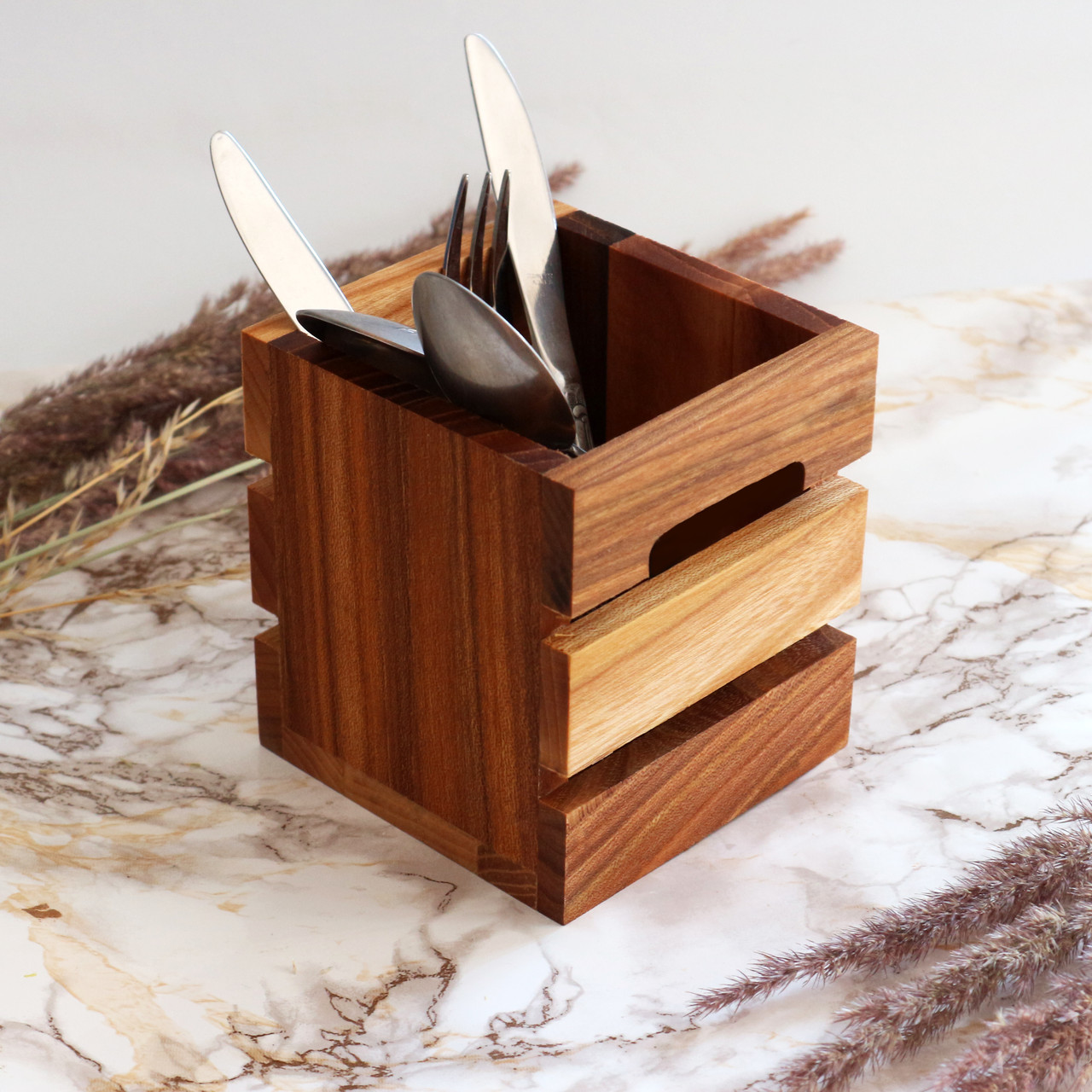 Сервірувальна настільна підставка коробочка лоток для подачі столових приборів з дерева "Кантрі мини"