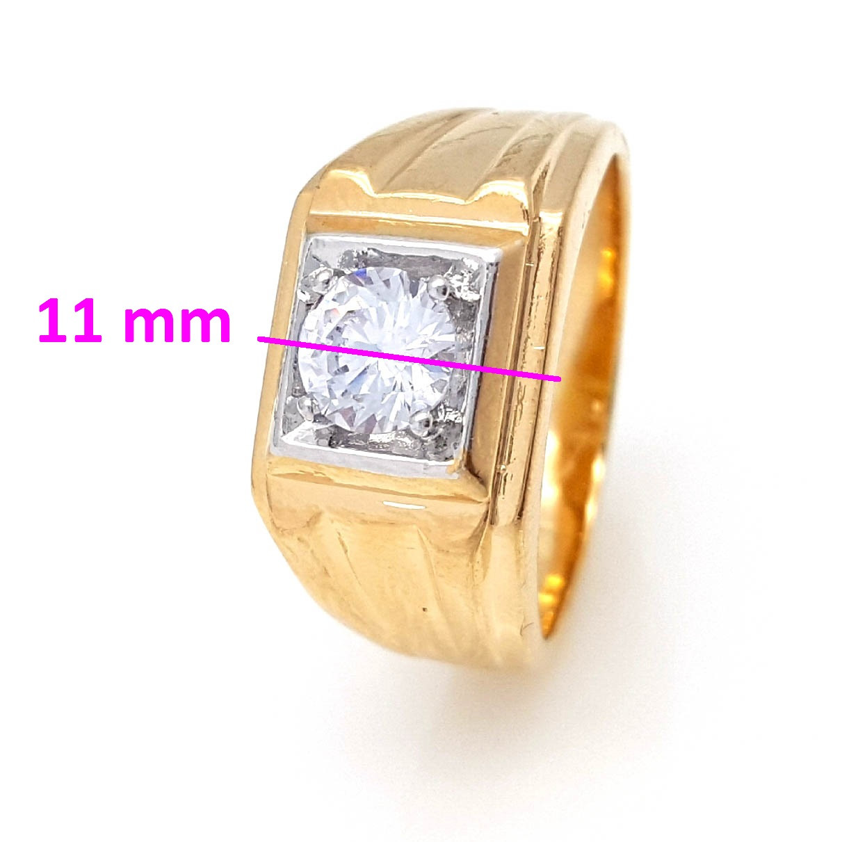 Кільце Печатка з цирконієм, р. 19,5 ,р. 20,5 позолота+родій, Xuping. 18К, фото 1