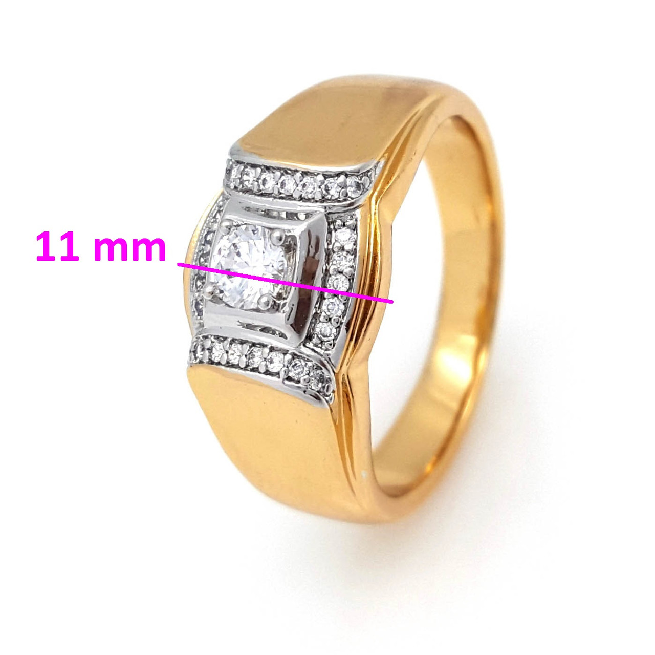 Кільце Печатка з камінням, р. 19,5, р. 20,5, позолота Xuping, 18К