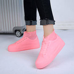 Гумові бахіли на взуття від дощу (рожевий S)