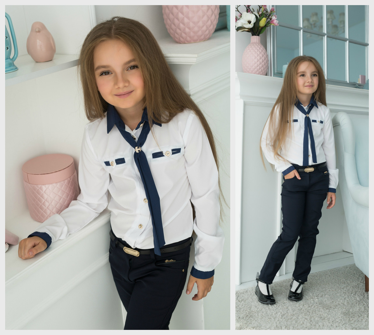 Шкільна форма блузка з краваткою 19684, фото 1