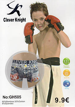 Дитячі підліткові боксери бавовна з бамбуком Clever Knight, 6-15 років, 505