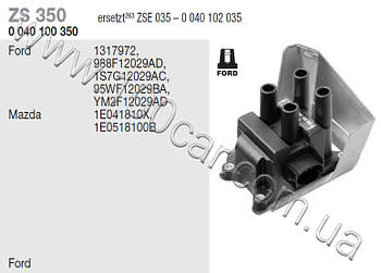 Котушка запалювання Beru ZS 350 (0040100350) для FORD COUGAR, ESCORT VII, FIESTA, FIESTA IV, FIESTA V, FOCUS, FUSION, KA,