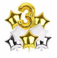 Набір фольгованих кульок "Цифра 3 Золото"