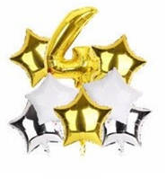 Набір фольгованих кульок "Цифра 4 Золото"
