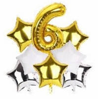 Набір фольгованих кульок "Цифра 6 Золото"
