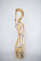 Статуэтка цапля деревянная цвет бежевый беленая высота 60см