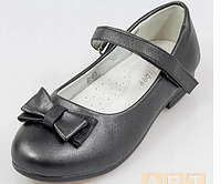 Туфли черного цвета с бантиком для девочки clibee 34 - 22.0 см